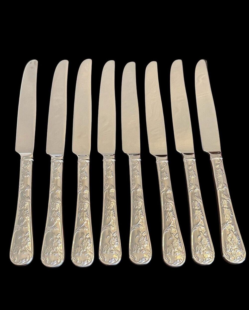 Reed & Barton Queen’s Garden 8 Dinner Knives Glossy Stainless Flatware (T)